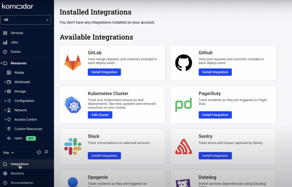 komodor-integrations-screen