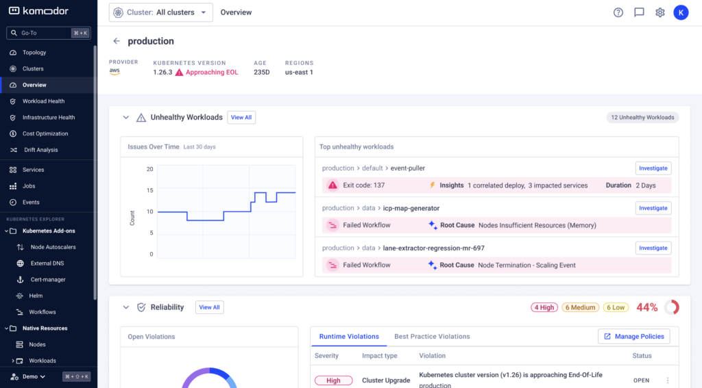 komodor-overview-cluster-health