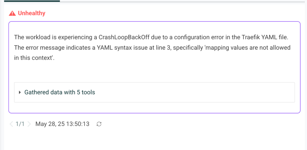 Open Source AI SRE - crashLoopBackOff