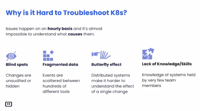 Why is is hard to troubleshoot k8s