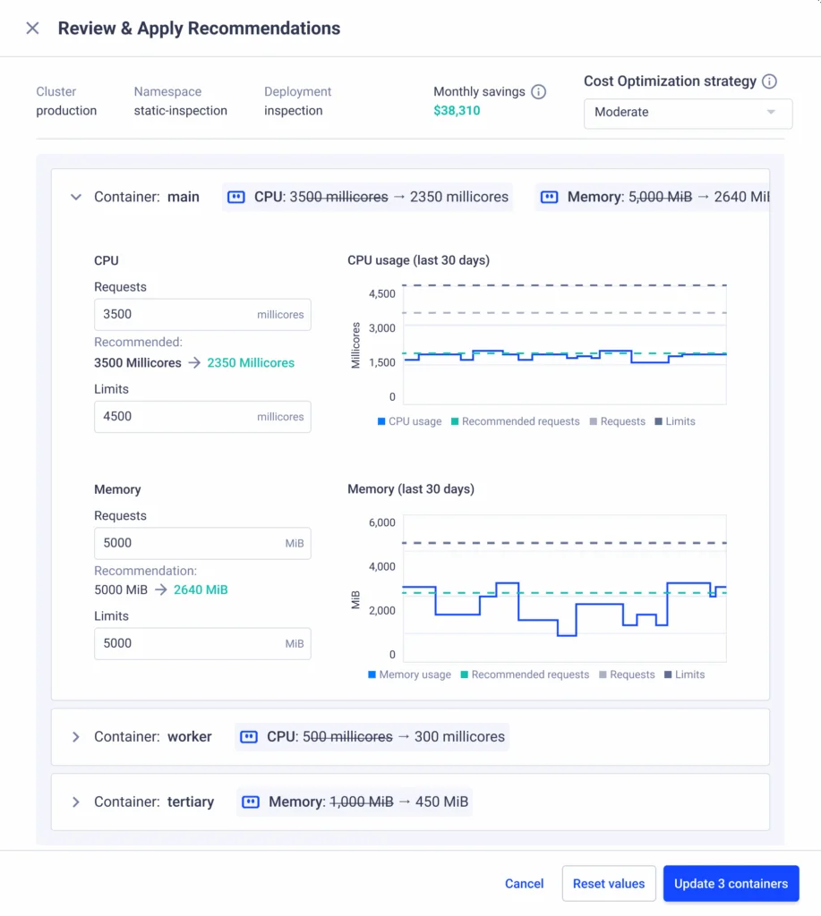 k8s cost optimization reccomendations